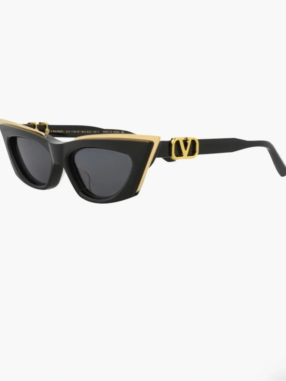 Valentino Black and Gold Cat-Eye Sunglasses with V Logo